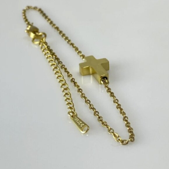 Cross on Cable Chain Link Bracelet Stainless Steel - Picture 4 of 12